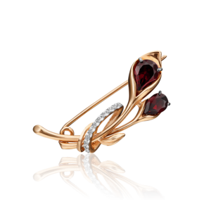 Брошь «Цветок» из красного золота с гранатами и натуральными топазами white 04-0239-00-264-1110-57