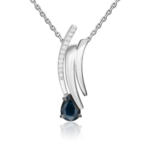 Подвеска из белого золота с сапфиром и бриллиантами 03-3466-00-105-1120