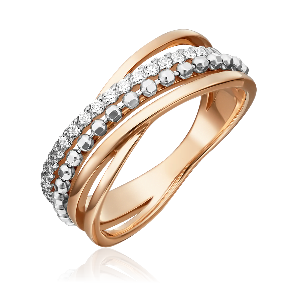 Кольцо из комбинированного золота с фианитами 01-5327-00-401-1111-03