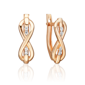 Серьги «Бесконечность» с английским замком из красного золота с фианитами 02-5587-00-401-1110
