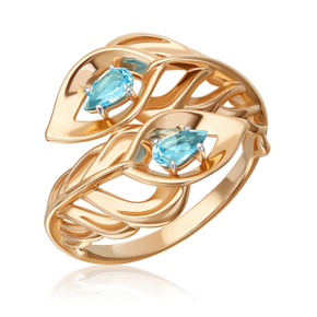 Кольцо «Перо сказочной птицы» из красного золота с топазами 01-5927-00-201-1110