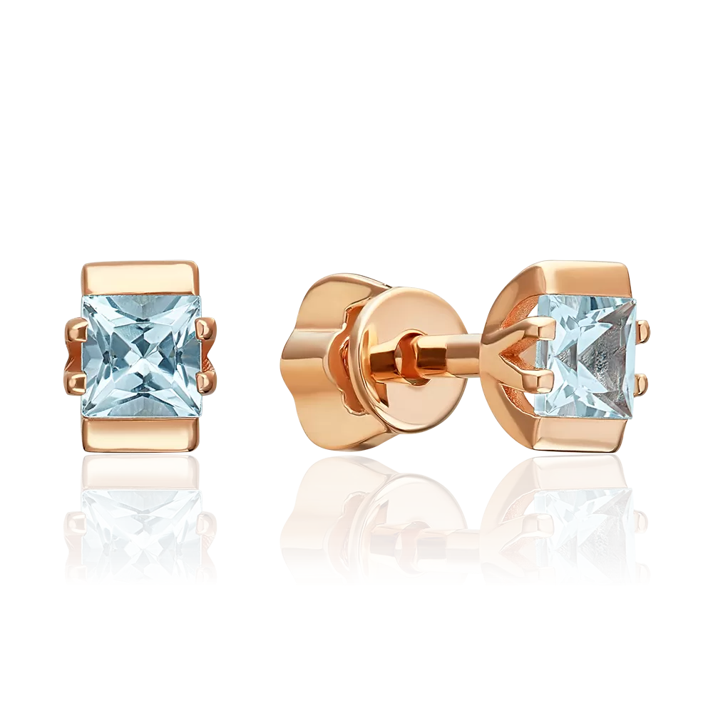 Серьги-пусеты из красного золота с топазом 02-5632-00-201-1110