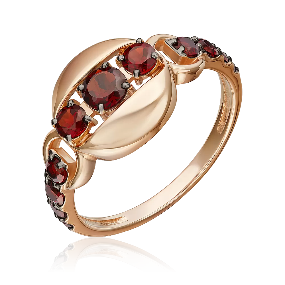 Кольцо из красного золота с гранатами 01-5832-00-204-1110