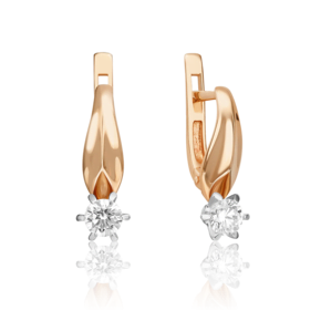 Серьги с английским замком из комбинированного золота с бриллиантом 02-0482-00-101-1111-30