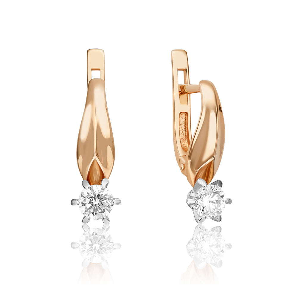 Серьги с английским замком из комбинированного золота с бриллиантом 02-0482-00-101-1111-30