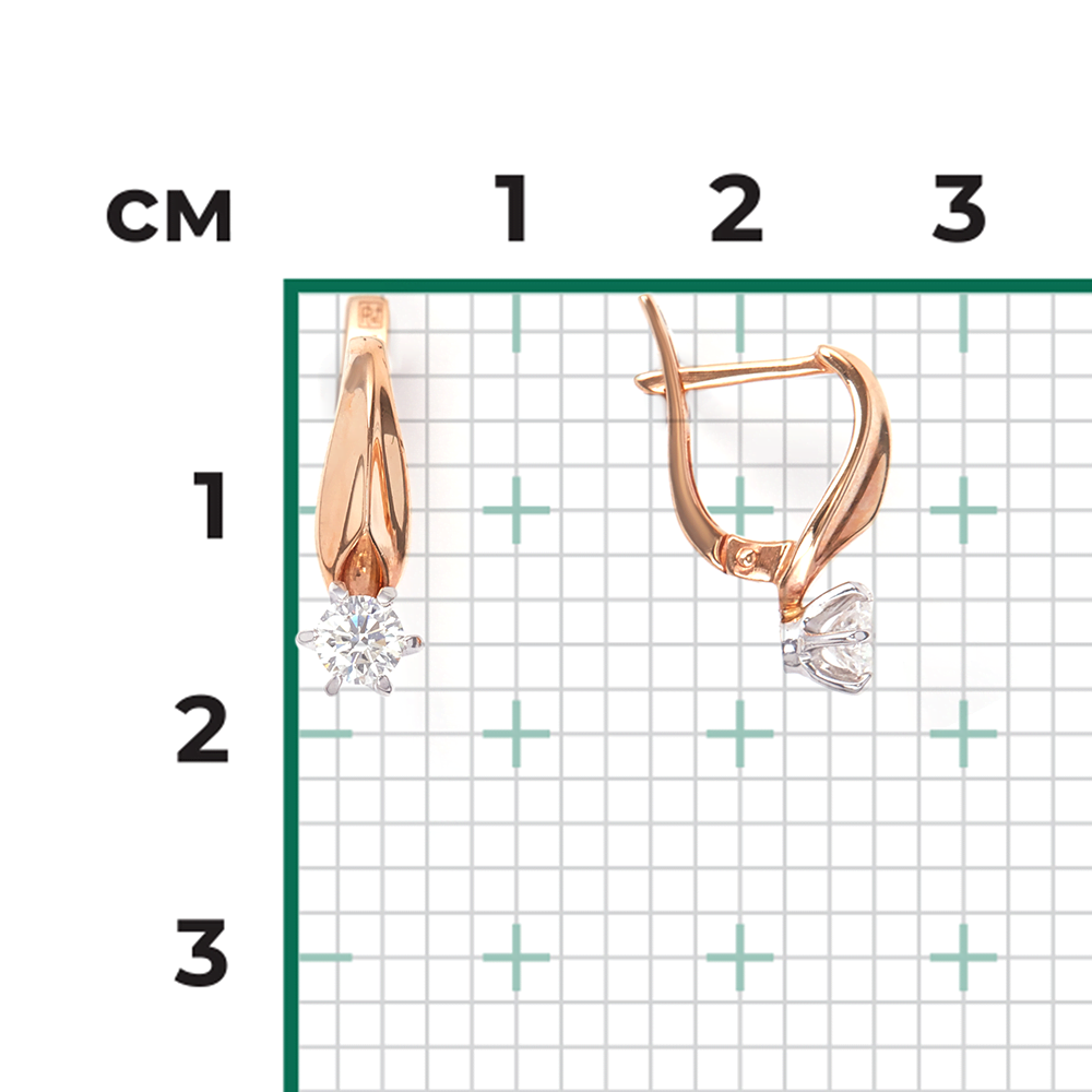Серьги с английским замком из комбинированного золота с бриллиантом 02-0482-00-101-1111-30