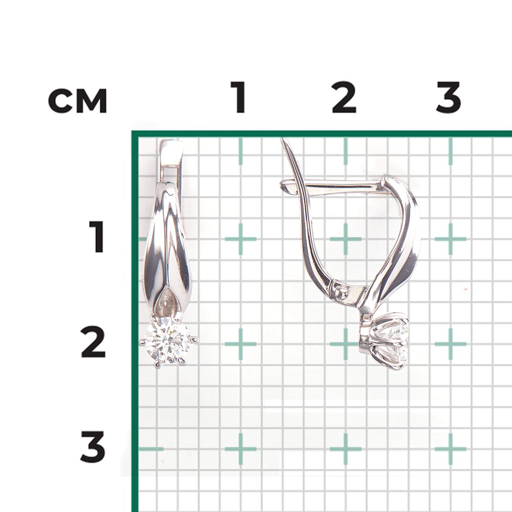 Серьги с английским замком из белого золота с бриллиантом 02-0483-00-101-1120-30