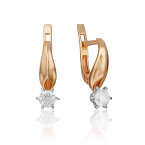 Серьги с английским замком из комбинированного золота с бриллиантом 02-0484-00-101-1111-30