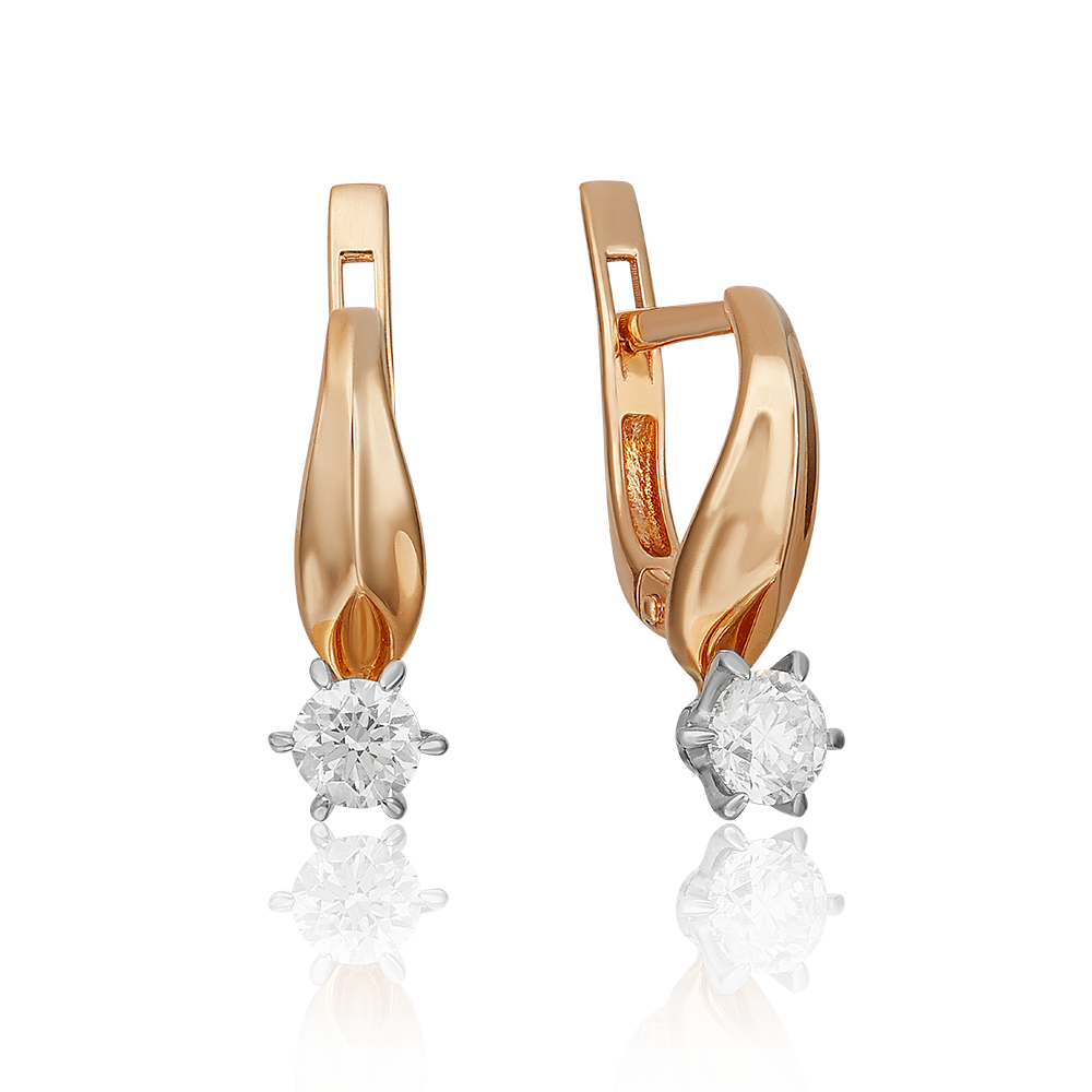 Серьги с английским замком из комбинированного золота с бриллиантом 02-0484-00-101-1111-30