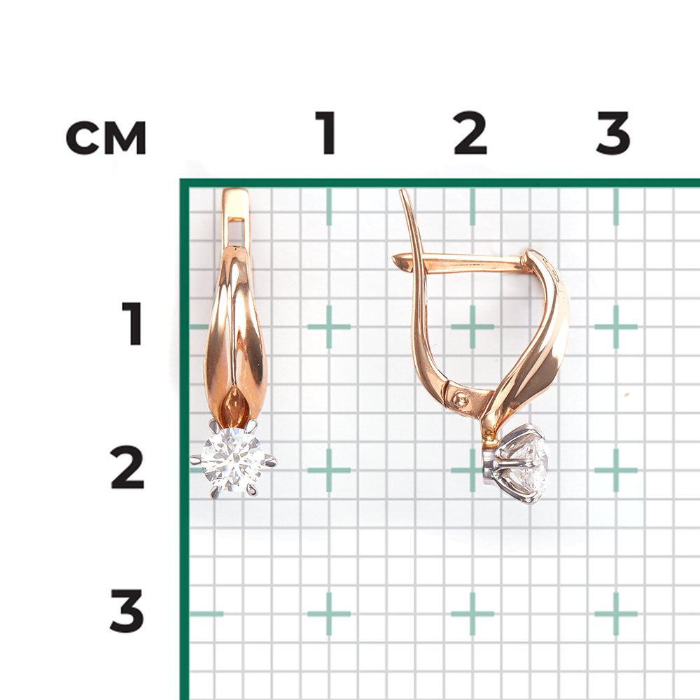 Серьги с английским замком из комбинированного золота с бриллиантом 02-0484-00-101-1111-30