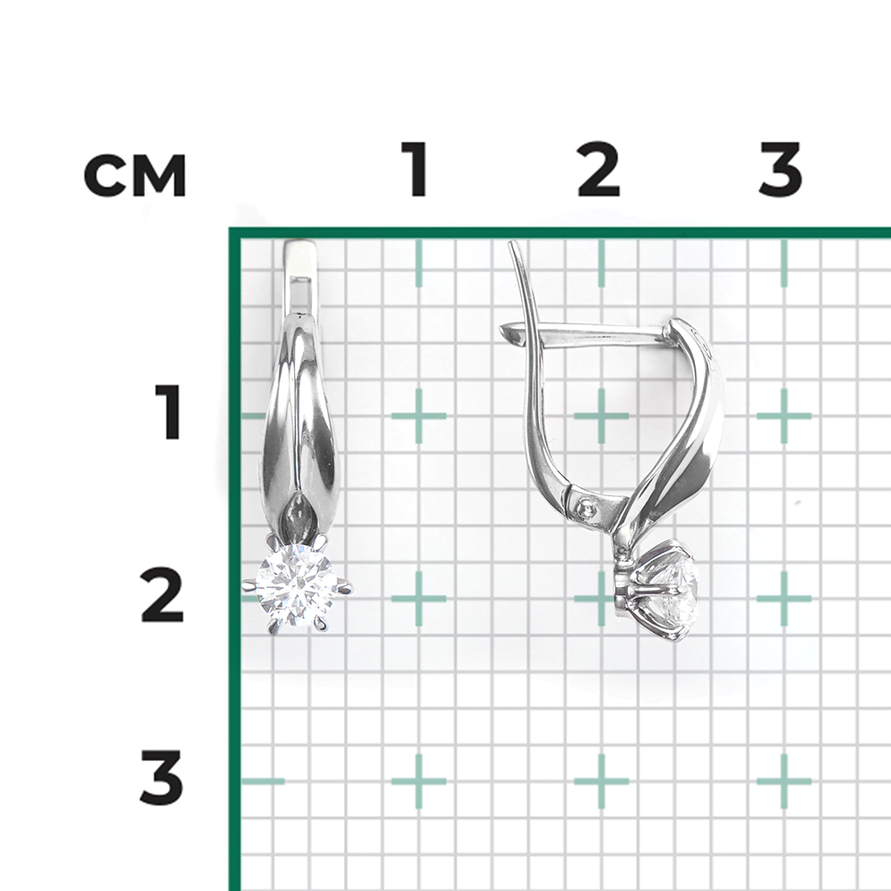 Серьги с английским замком из белого золота с бриллиантом 02-0485-00-101-1120-30