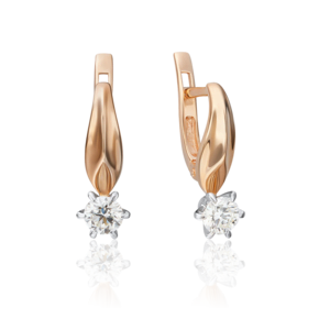 Серьги с английским замком из комбинированного золота с бриллиантом 02-0486-00-101-1111-30