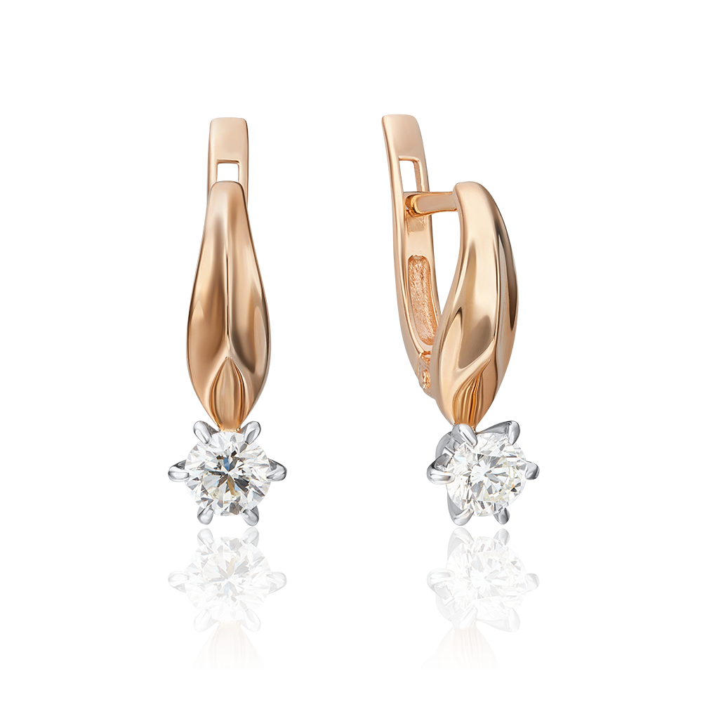 Серьги с английским замком из комбинированного золота с бриллиантом 02-0486-00-101-1111-30