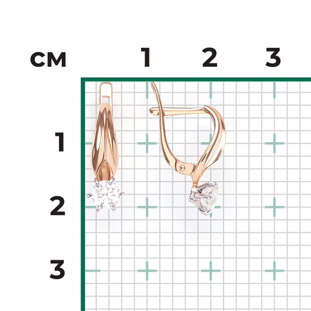 Серьги с английским замком из комбинированного золота с бриллиантом 02-0486-00-101-1111-30