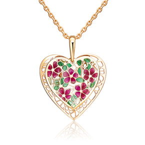 Подвеска «Сердце» из красного золота с эмалью 03-3162-00-000-1110-48