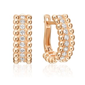 Серьги с английским замком из красного золота с фианитами 02-5567-00-401-1110