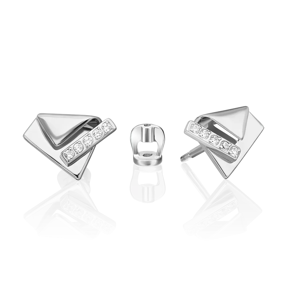 Серьги-пусеты из белого золота с фианитами 02-5136-00-401-1120