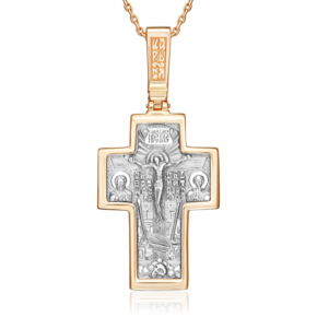 Православный крест из комбинированного золота 03-1856-00-000-1111-02