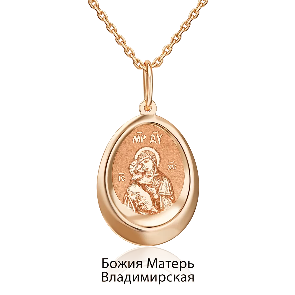 Иконка «Божия Матерь Владимирская» из красного золота 03-1882-12-000-1110