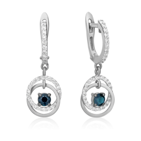 Серьги с английским замком из белого золота с сапфиром и бриллиантами 02-0805-00-105-1120-30
