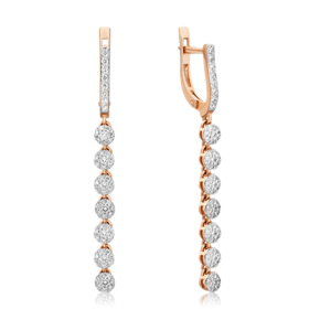 Серьги с английским замком из красного золота с бриллиантами 02-0810-00-101-1110-30