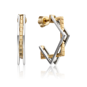 Серьги-пусеты из комбинированного золота