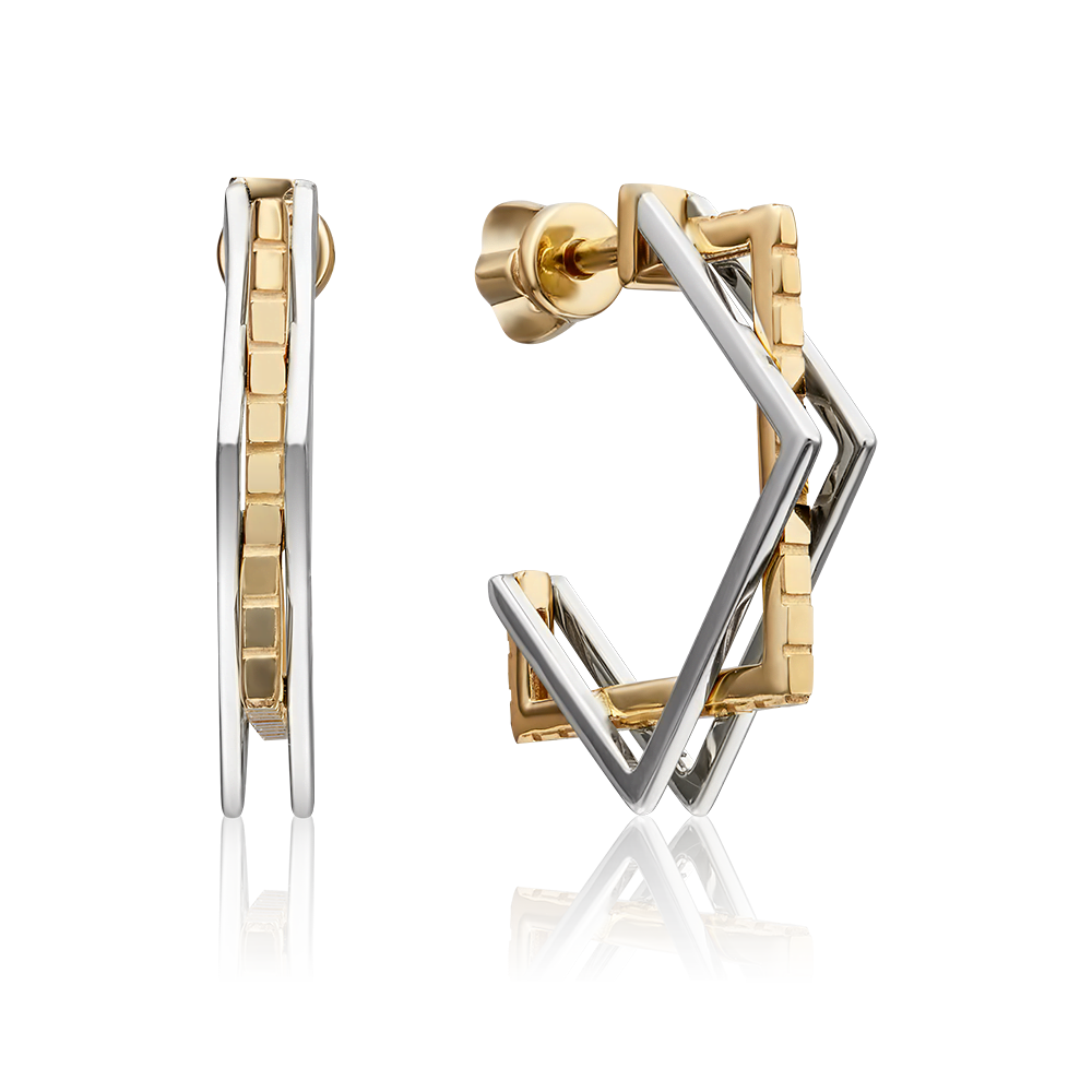 Серьги-пусеты из комбинированного золота 02-4486-00-000-1121-48