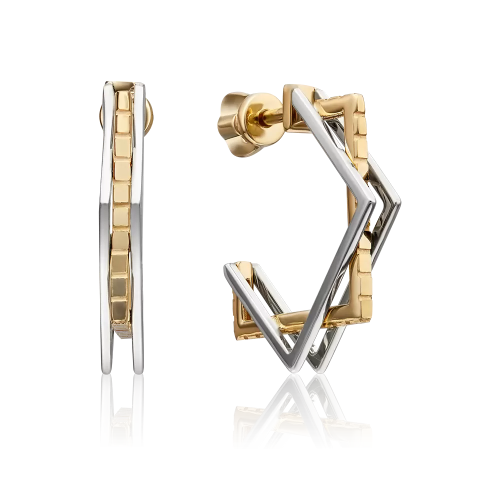 Серьги-пусеты из комбинированного золота 02-4486-00-000-1121-48