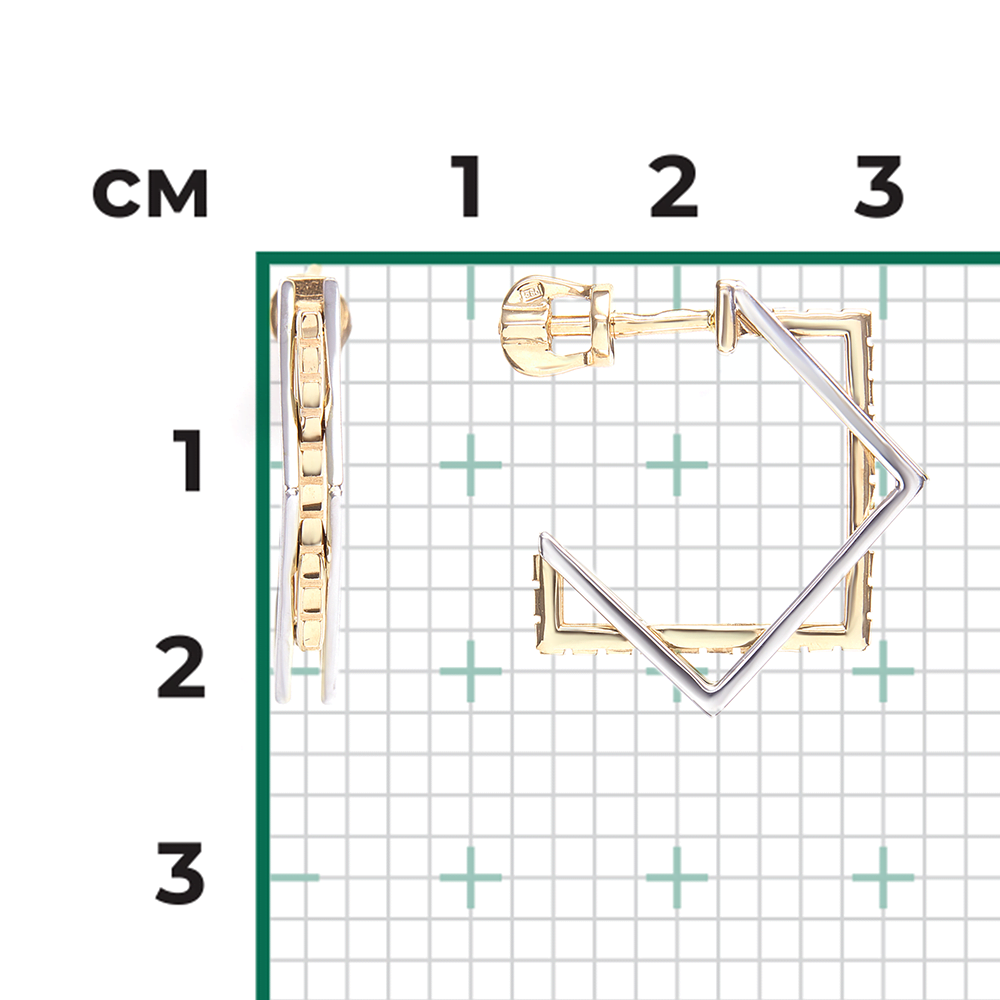 Серьги-пусеты из комбинированного золота 02-4486-00-000-1121-48
