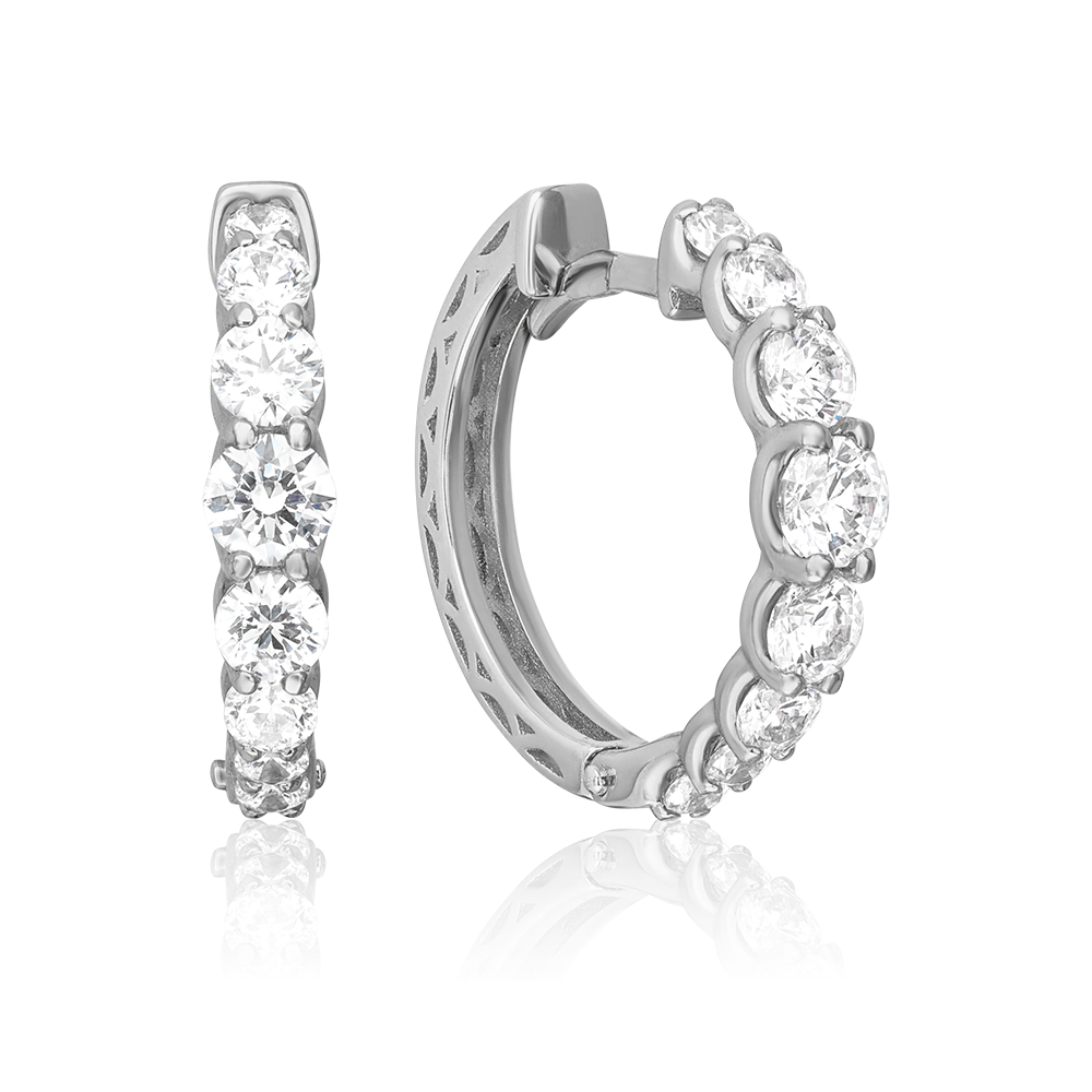 Серьги с английским замком из серебра с фианитами 02-3344-00-401-0200