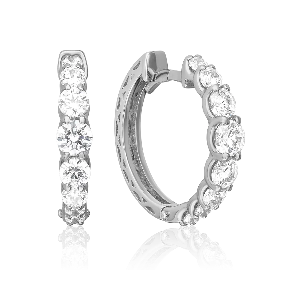 Серьги с английским замком из серебра с фианитами 02-3344-00-401-0200