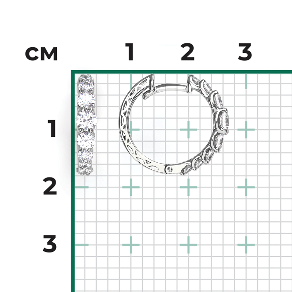 Серьги с английским замком из серебра с фианитами 02-3344-00-401-0200