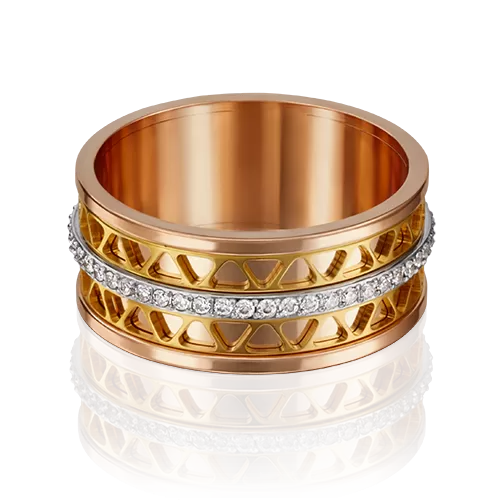 Обручальное кольцо из комбинированного золота с фианитами 01-4789-00-401-1140-50