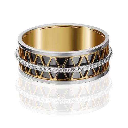 Обручальное кольцо из комбинированного золота с фианитами 01-4789-00-401-1121-50