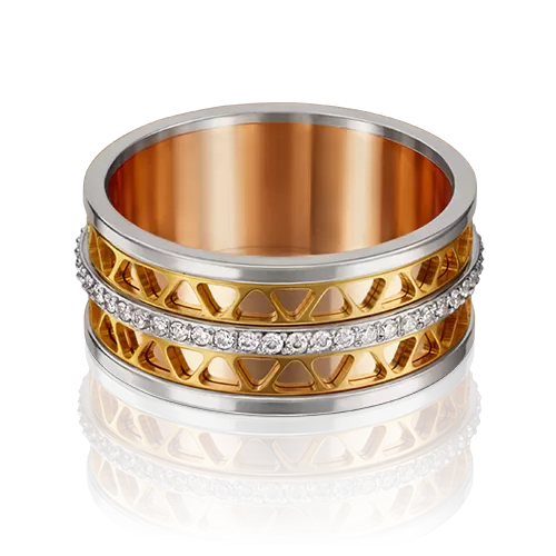 Обручальное кольцо из комбинированного золота с фианитами 01-4789-01-401-1140-50