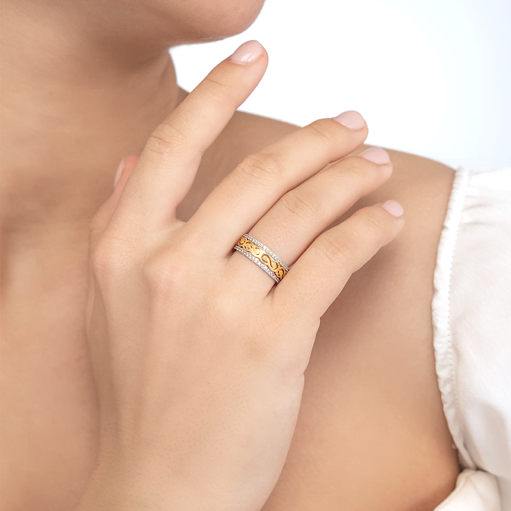 Обручальное кольцо из комбинированного золота с фианитами 01-4791-00-401-1140-50