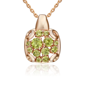 Подвеска из красного золота с хризолитами