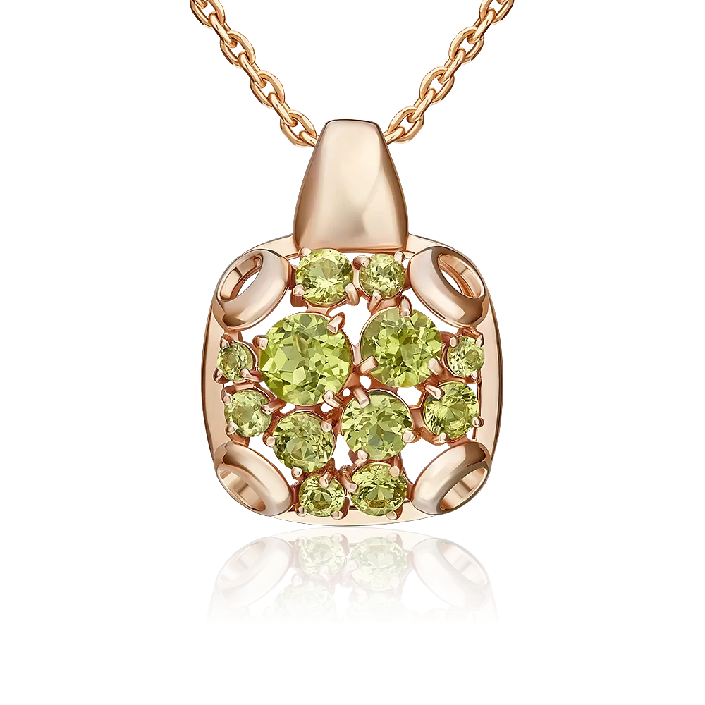 Подвеска из красного золота с хризолитами 03-3567-00-205-1110