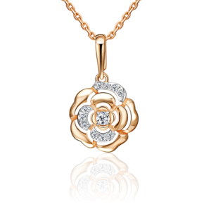 Подвеска «Камелия» из красного золота с фианитами 03-3638-00-401-1110