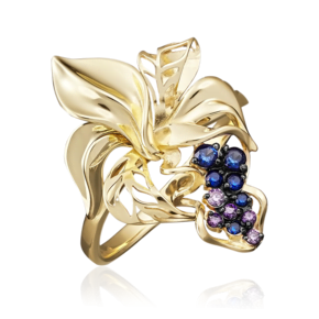 Кольцо из лимонного золота с фианитами 01-4988-01-404-1130-48