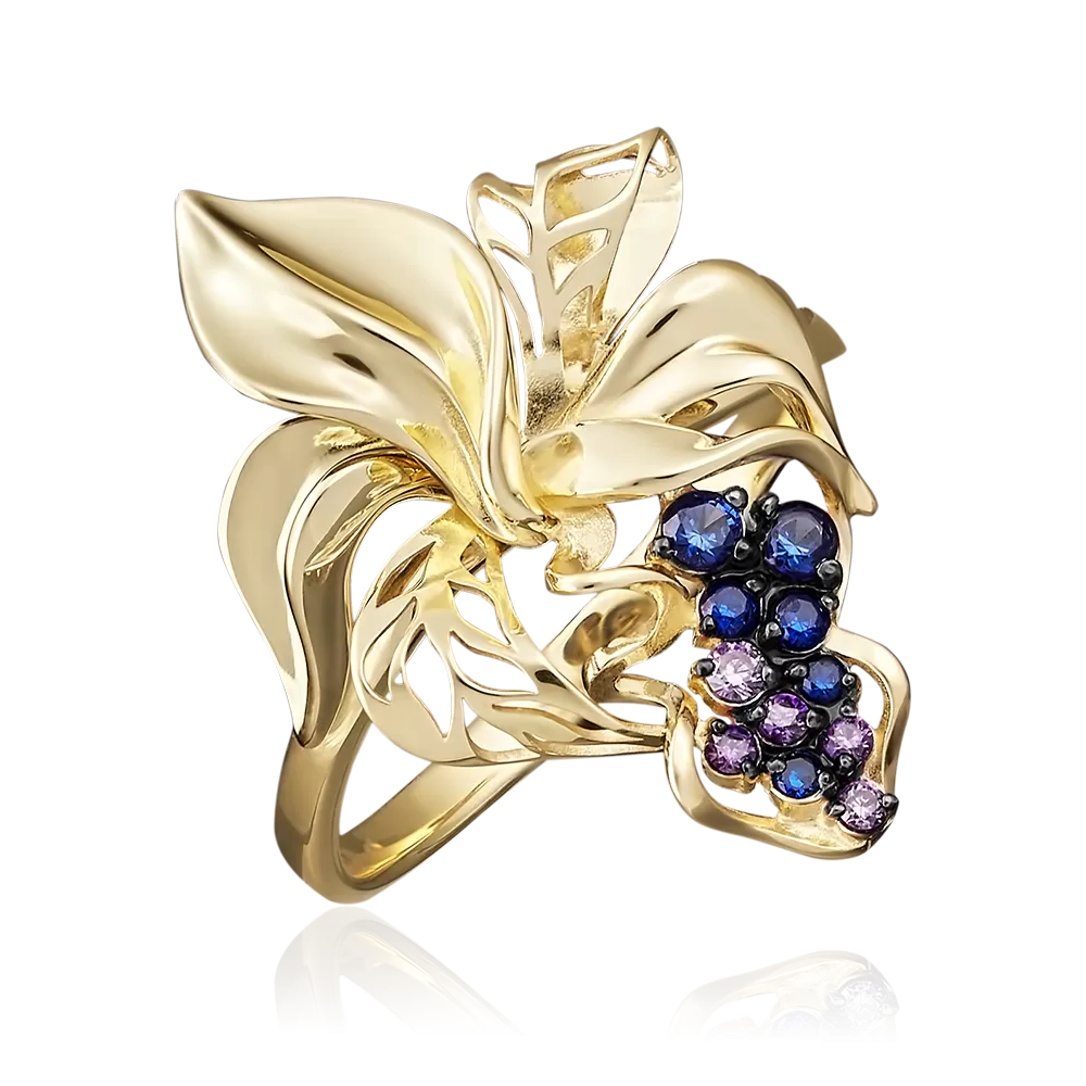 Кольцо из лимонного золота с фианитами 01-4988-01-404-1130-48