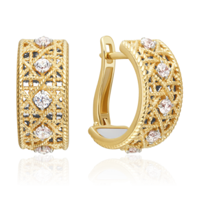 Серьги с английским замком из комбинированного золота с фианитами 02-5558-00-401-1121