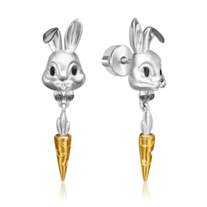 Серьги-пусеты «Кролики» из серебра с эмалью 02-5111-00-000-0200