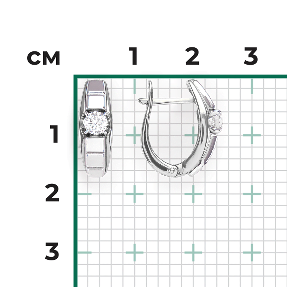Серьги с английским замком из белого золота с бриллиантом 02-4218-00-101-1120-30
