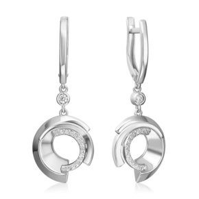 Серьги с английским замком из серебра с фианитами 02-5083-00-401-0200