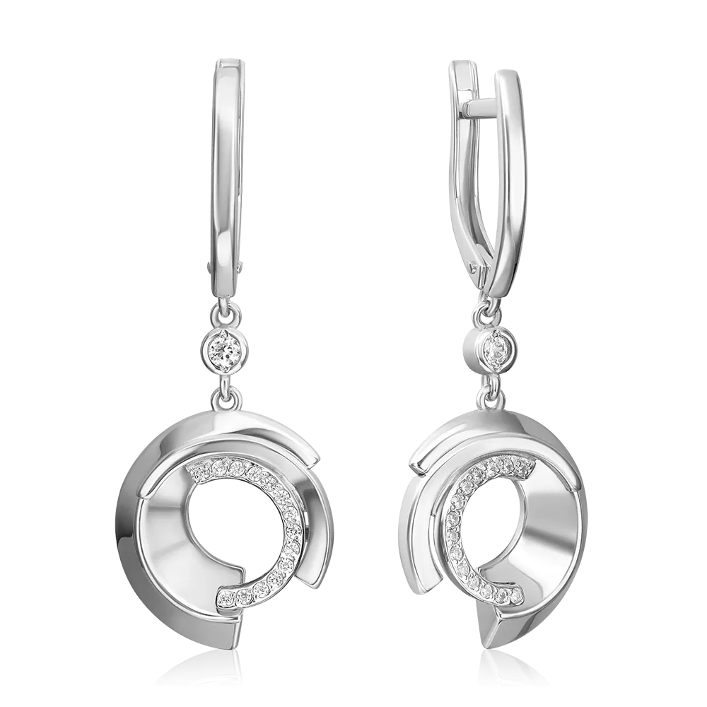 Серьги с английским замком из серебра с фианитами 02-5083-00-401-0200