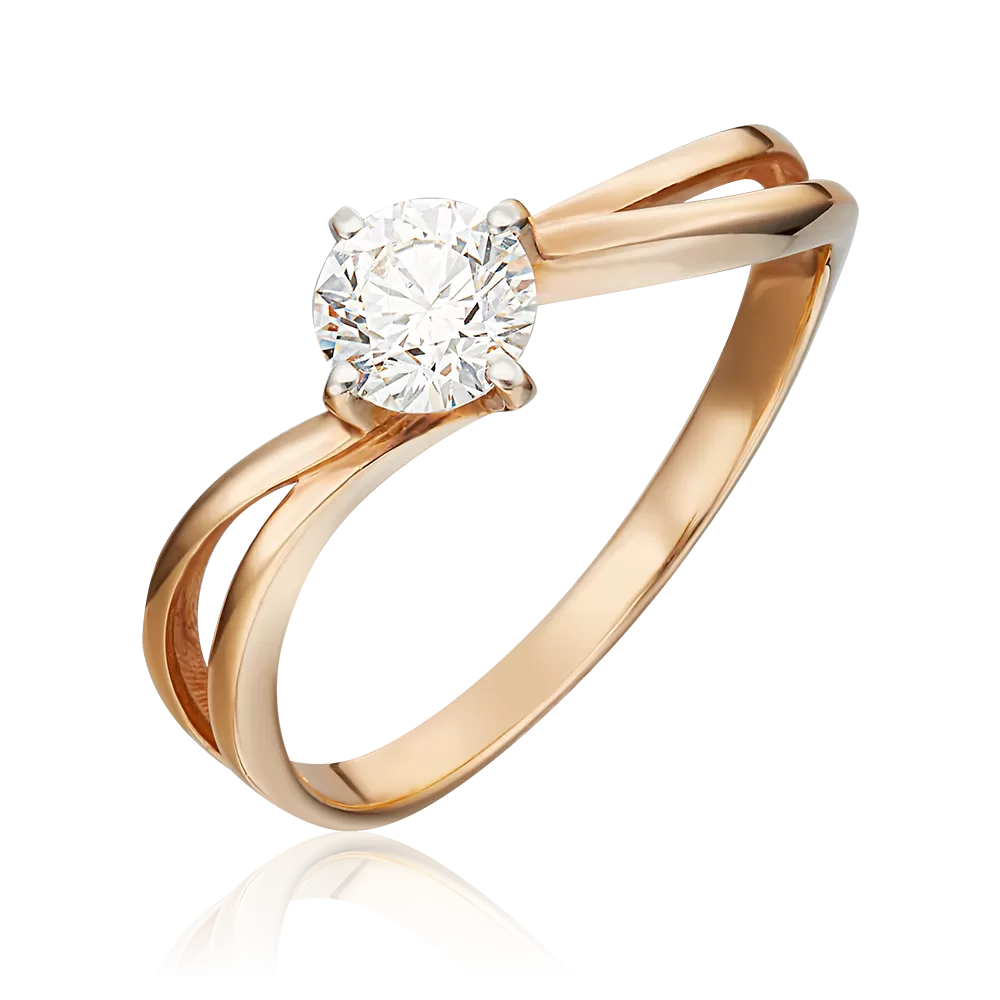 Помолвочное кольцо из красного золота с бриллиантом 01-0726-00-101-1110-30