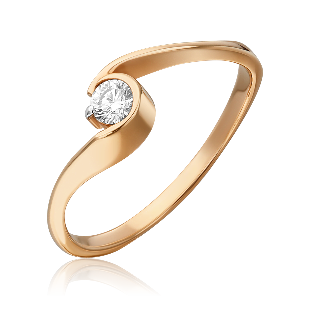 Кольцо из красного золота с бриллиантом 01-0728-00-101-1110-30