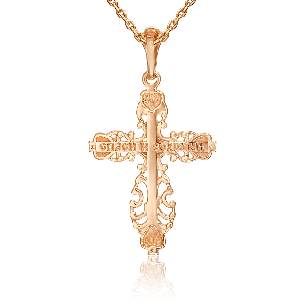 Православный крест из комбинированного золота с фианитами 03-0984-00-401-1111-03