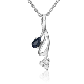 Подвеска из белого золота с сапфиром и бриллиантами 03-0101-00-105-1120-30